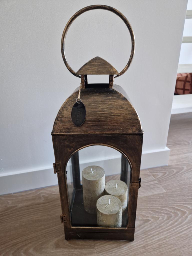 Brons kleurige lantaarn, Ophalen of Verzenden, Rond, Minder dan 50 cm, Minder dan 100 cm