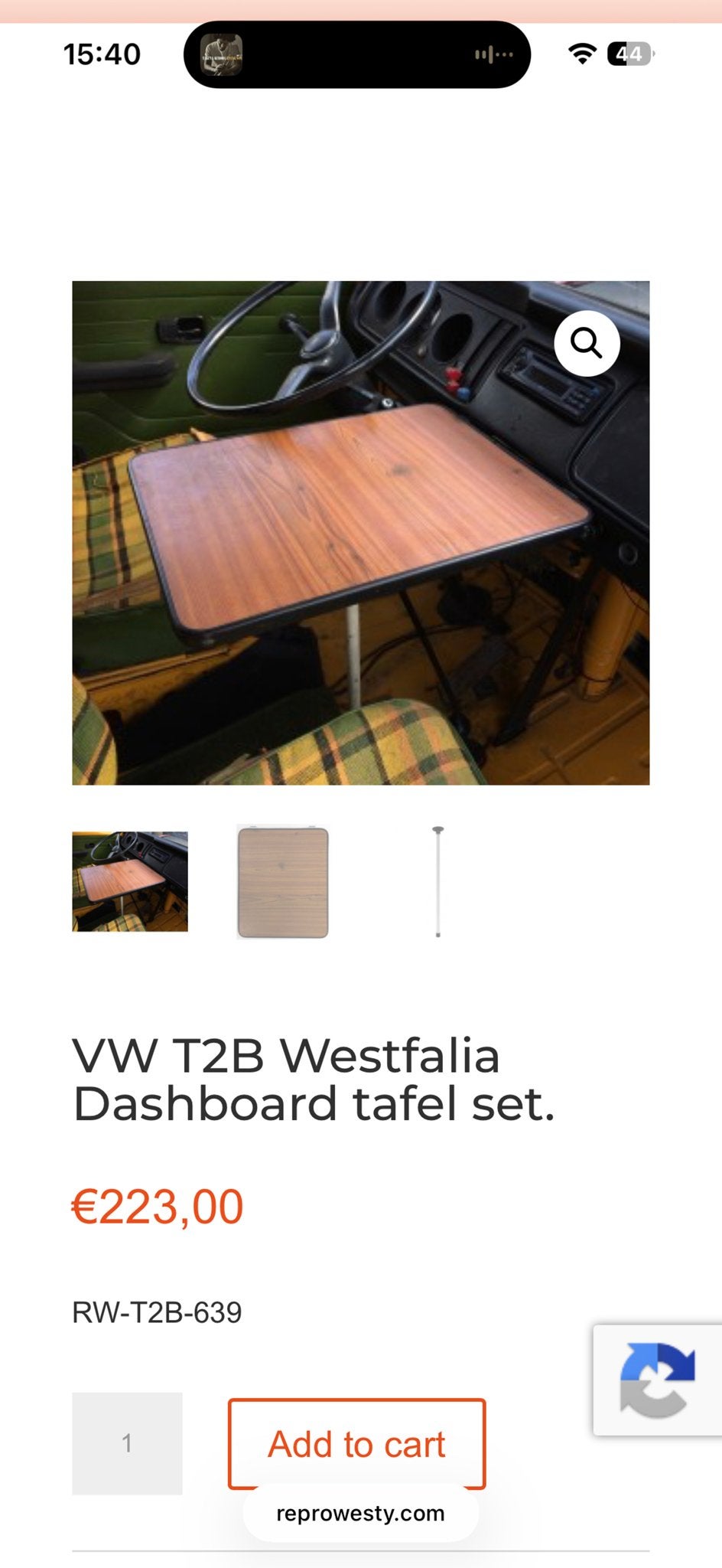 VW T2B Westfalia Dashboard tafelpoot, Ophalen of Verzenden, Nieuw, Volkswagen