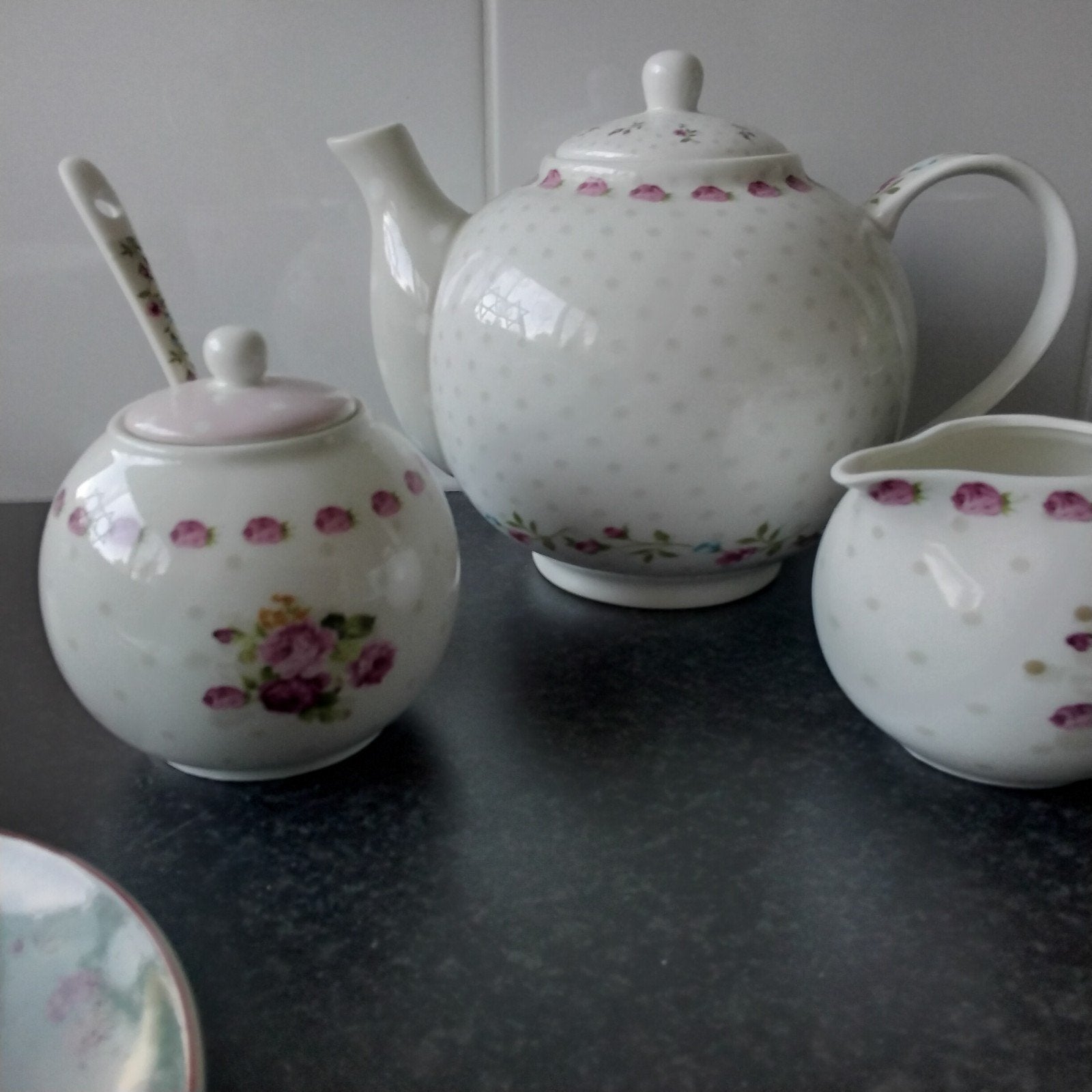 Theeservies: Theepot  met roomstel high tea, Overige typen, Ophalen of Verzenden, Zo goed als nieuw, Overige stijlen