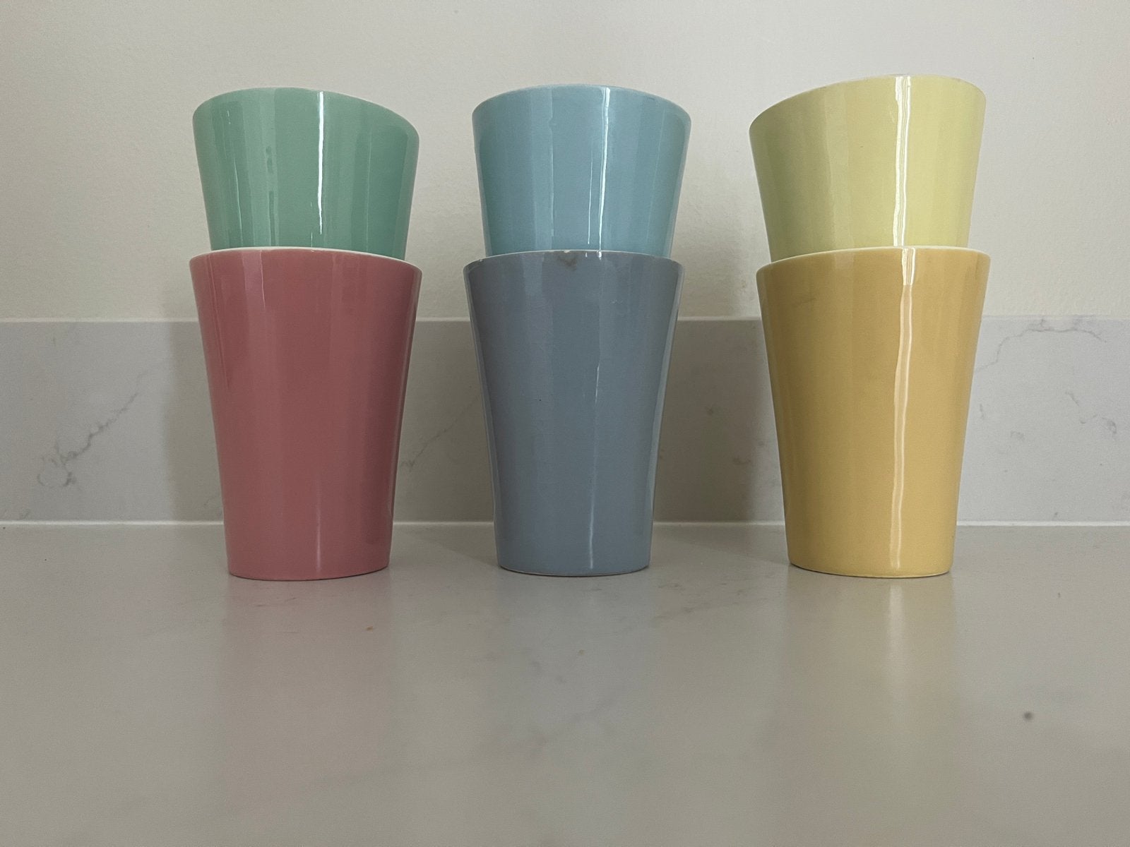 Pastel Regout stapel bekers., Ophalen of Verzenden