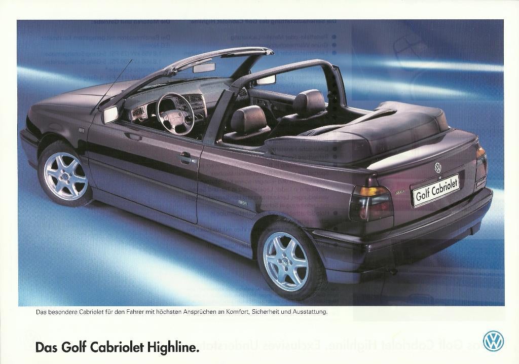 Volkswagen Golf 3 cabriolet 1995 folder, Ophalen of Verzenden, Zo goed als nieuw, Volkswagen