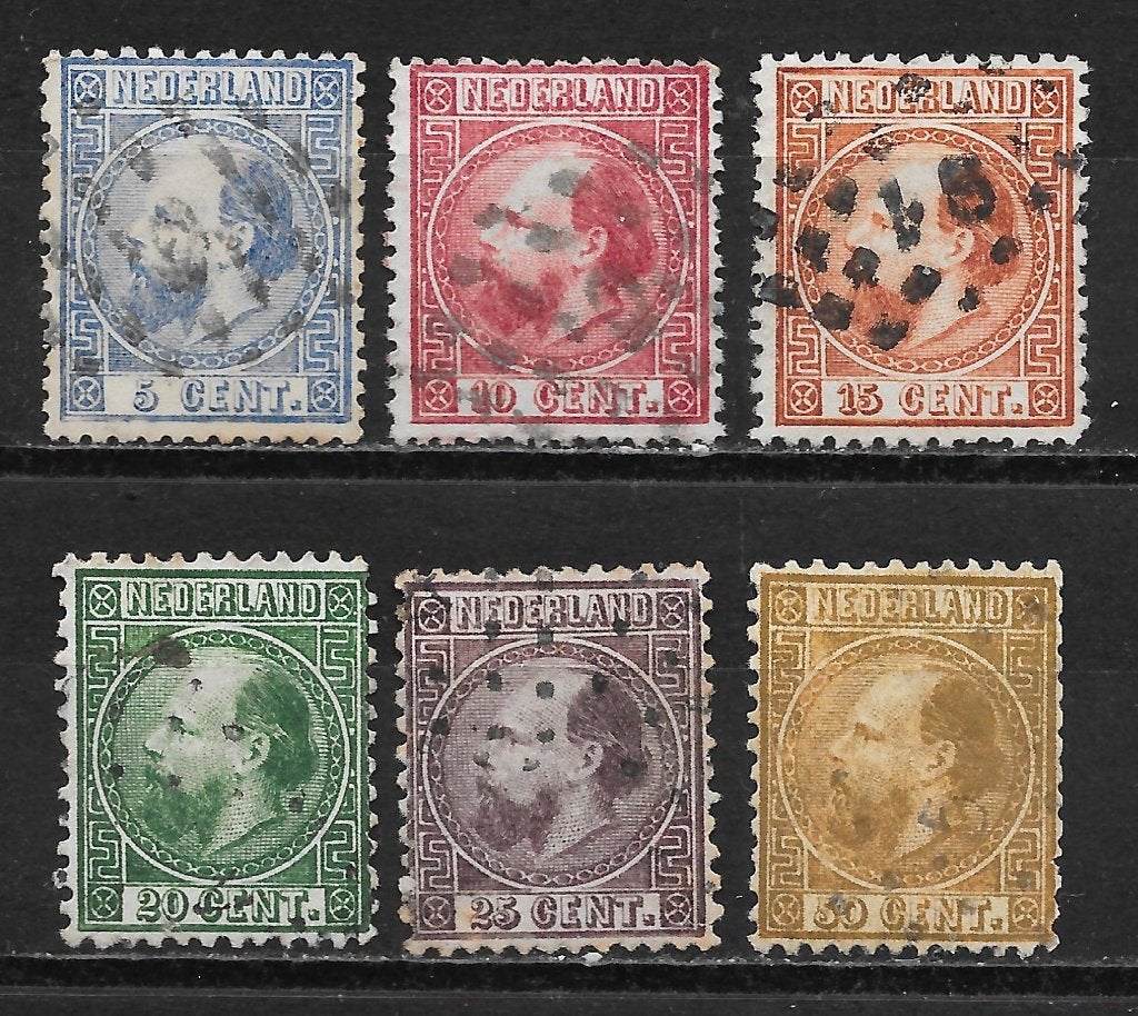 Nvph 7-12 gebruikt cw 415,00 E, Postzegels en Munten, Postzegels | Nederlands-Indië en Nieuw-Guinea, Ophalen of Verzenden