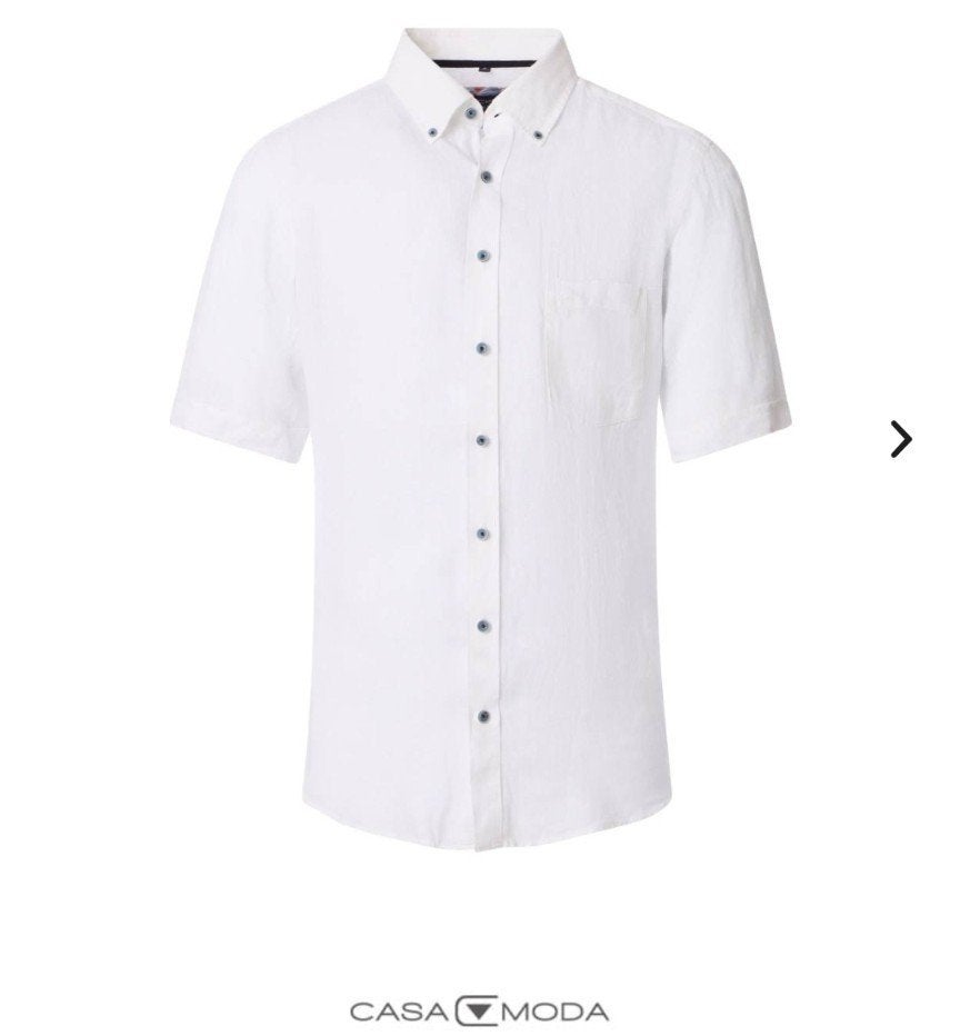 CASA MODA Casual Fit Linnen Overhemd Wit Maat M, Wit, CASA MODA, Zo goed als nieuw, Halswijdte 39/40 (M)