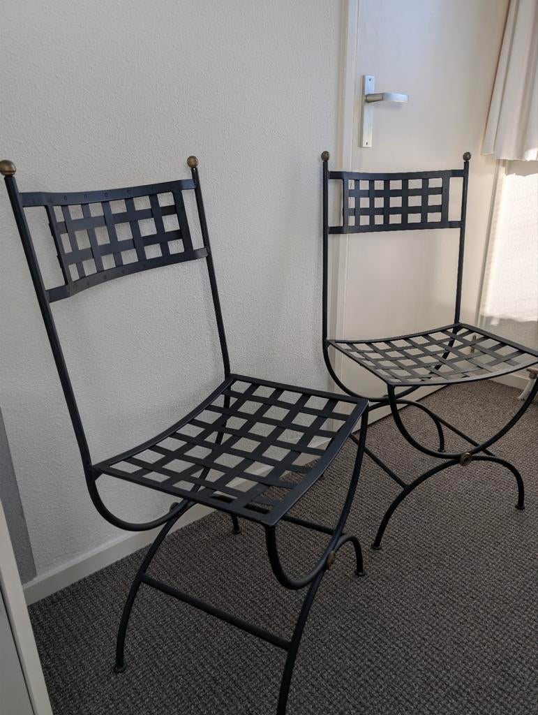Set van 2 zwarte metalen stoelen, Huis en Inrichting, Stoelen, Ophalen, Twee, Zwart, Nieuw