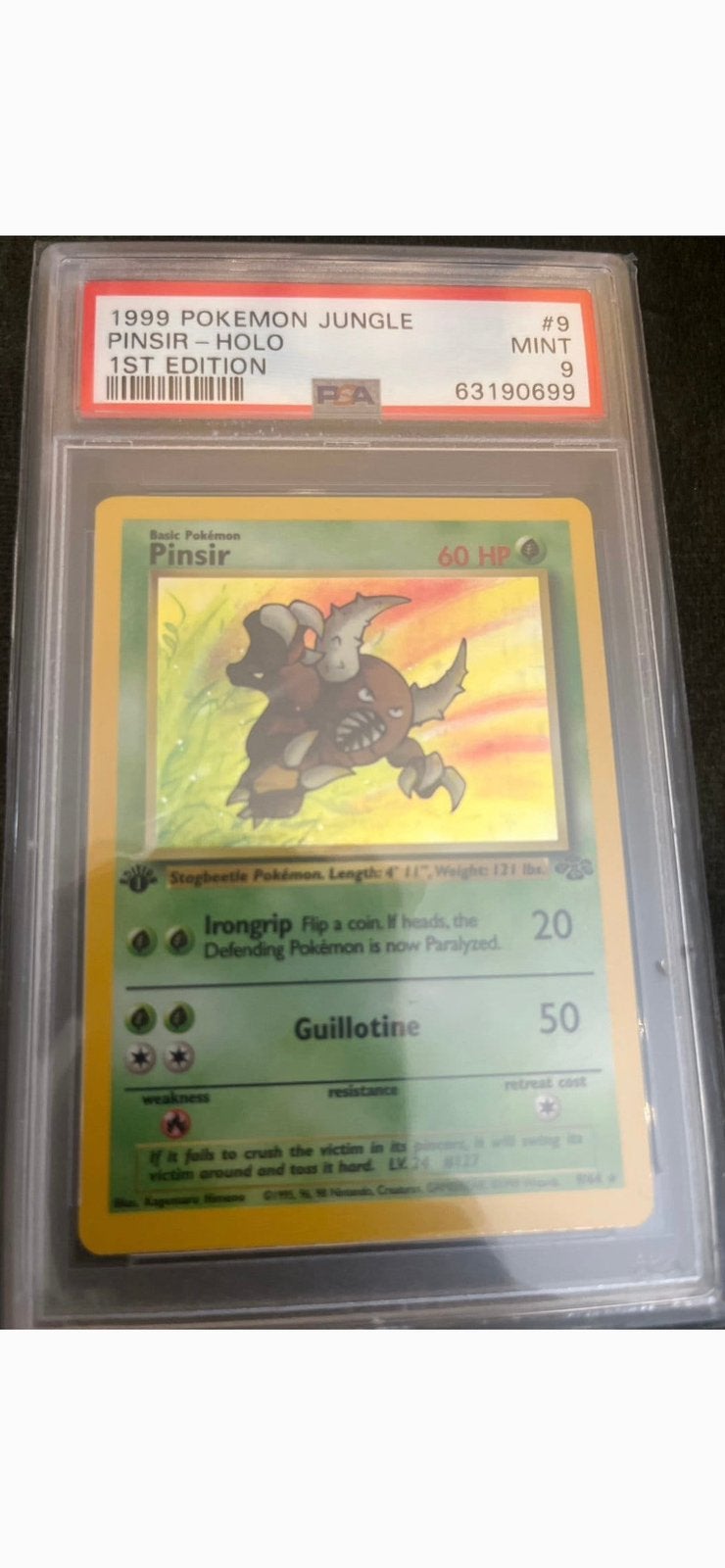 PSA 9 1999 Pokémon Jungle Pinsir Holo 1st Edition, Ophalen, Zo goed als nieuw
