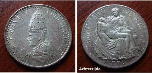 Oude verzilverde medaille, Paus Paulus VI (Pieta), Verzenden, Overige materialen, Buitenland