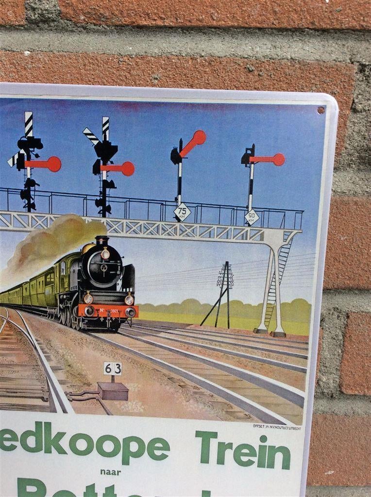 Rotterdam Den haag Spoorwegen Trein Metalen Wandbord, Ophalen of Verzenden, Nieuw, Trein, Overige typen