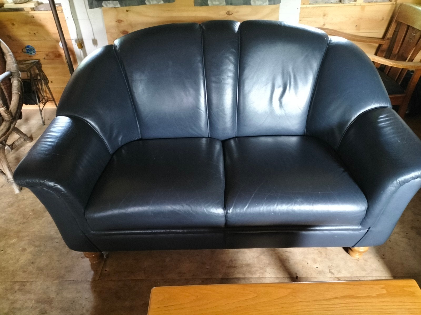 Tweepersoonsbank van leer, Ophalen, Gebruikt, 150 tot 200 cm, Tweepersoons