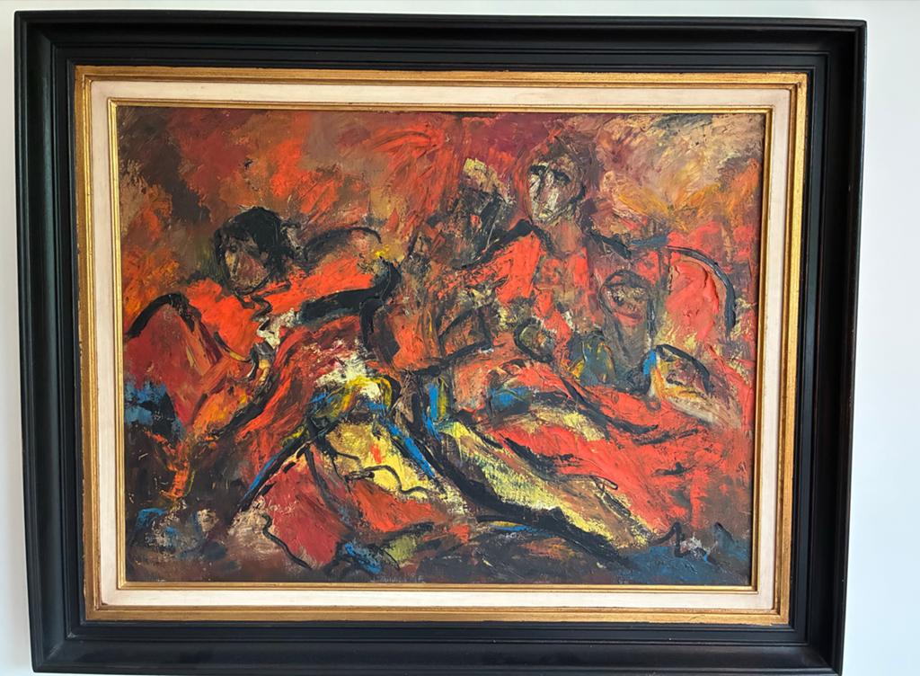 Olieverf Frans J. Joosen (1932-2021) - Abstracte Figuren, Ophalen