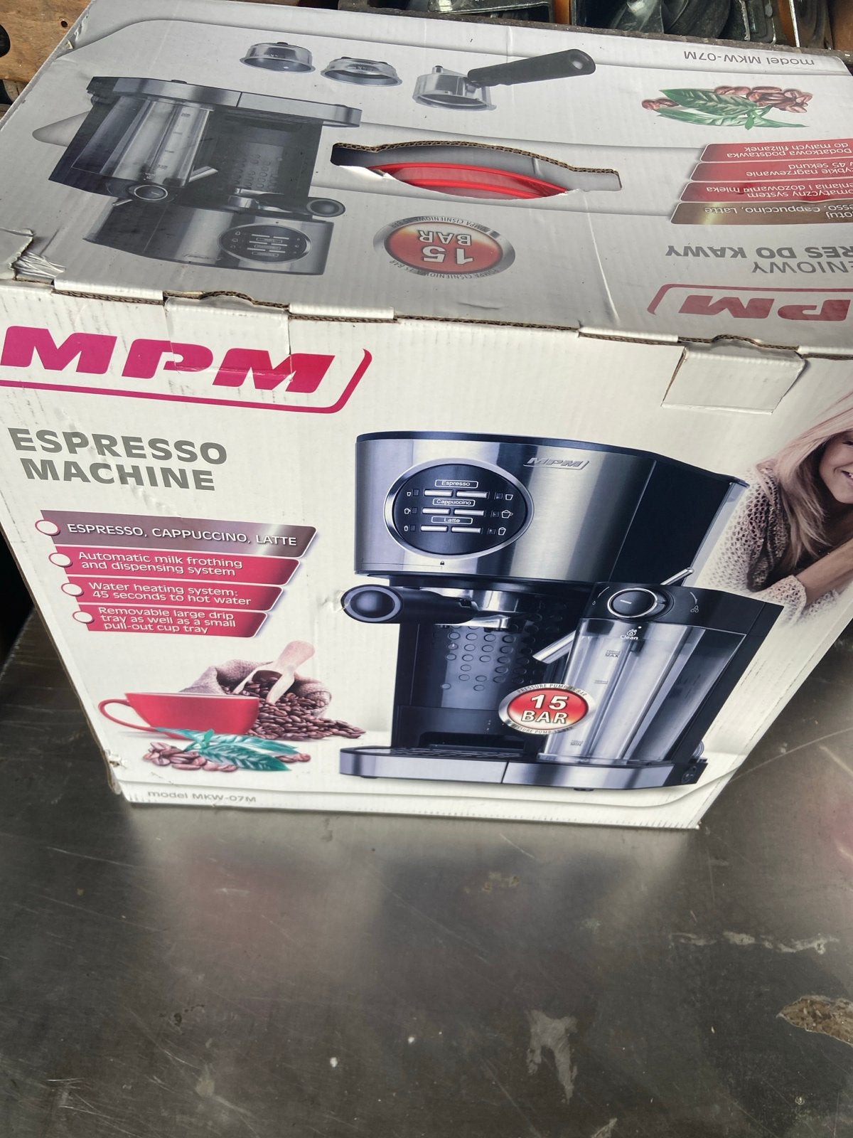 MPM MKW-07M Espressomachine - Nieuw in doos, Witgoed en Apparatuur, Ophalen, Afneembaar waterreservoir, Espresso apparaat, Nieuw