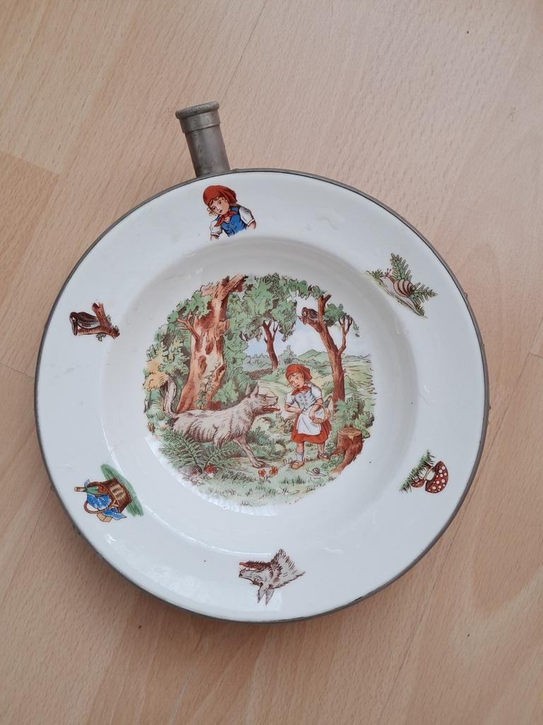 Vintage warmhoudbord met Roodkapje-afbeelding, Ophalen of Verzenden