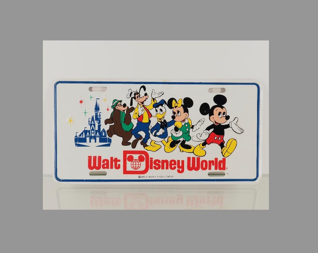 Walt Disney World kentekenplaat jaren 70, Verzamelen, Disney, Ophalen of Verzenden, Mickey Mouse, Gebruikt, Overige typen
