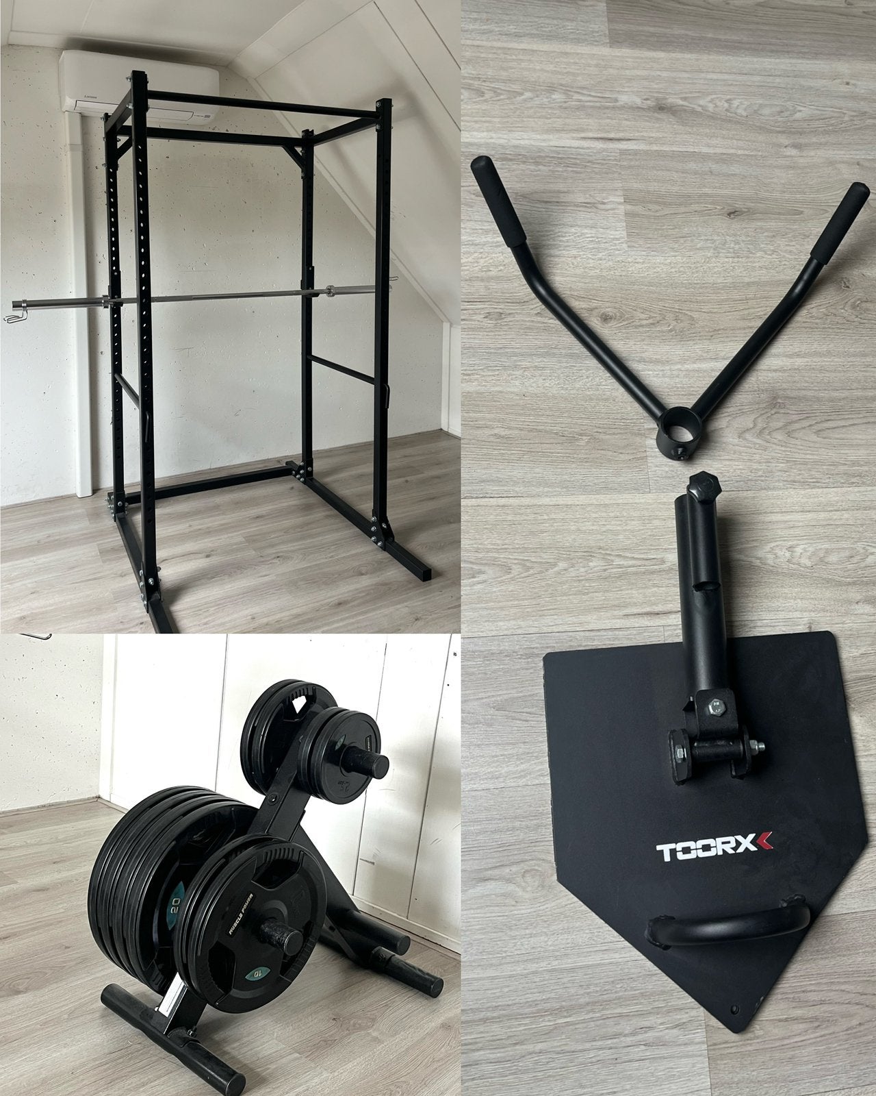 Squatrek, Barbell (20kg), Schijven (115kg) & Landmine, Sport en Fitness, Fitnessmaterialen, Ophalen, Gebruikt, Overige typen