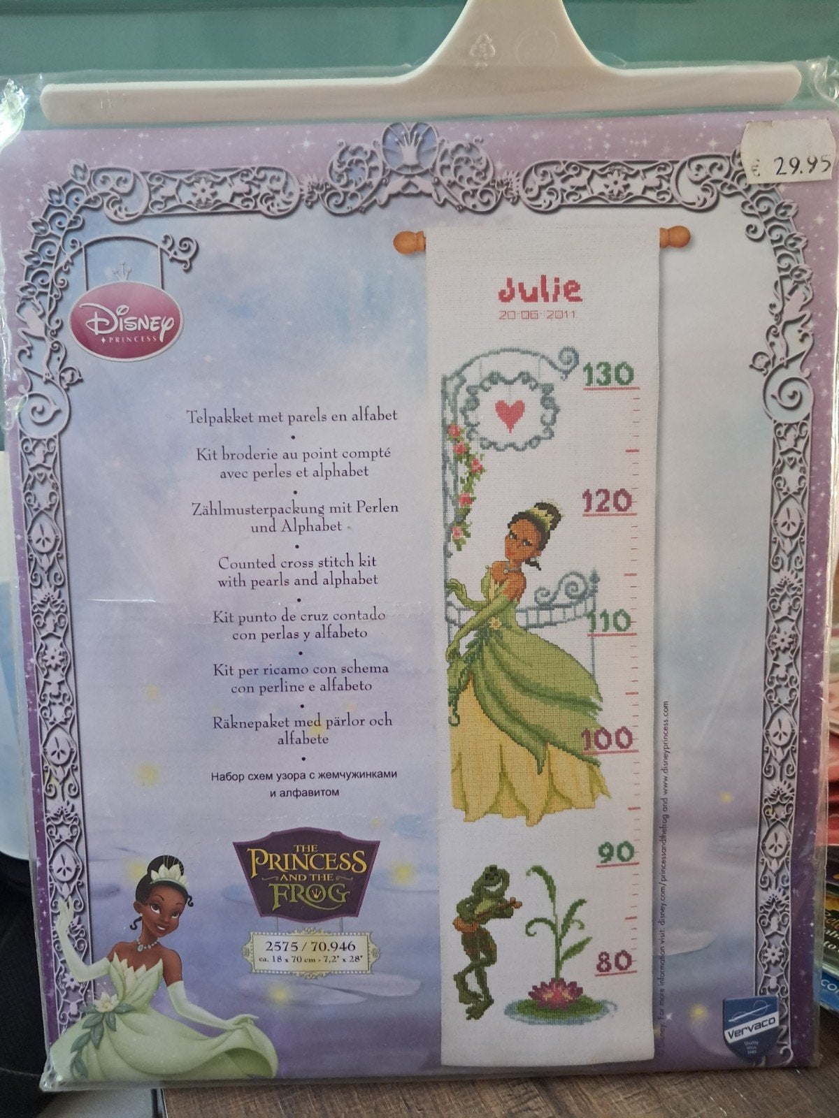 Vervaco Disney Princess Tiana Borduurpakket - Groeimeter, Ophalen of Verzenden, Nieuw, Handborduren, Borduurpakket