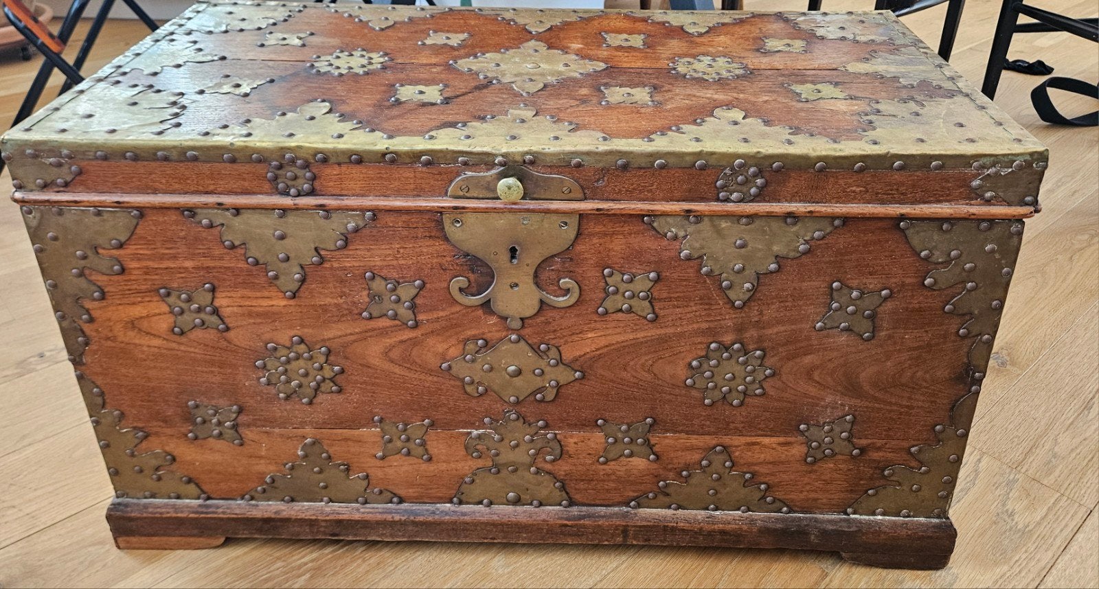 antic chest, storage bench, Ophalen, 50 tot 100 cm, Teakhout, Zo goed als nieuw