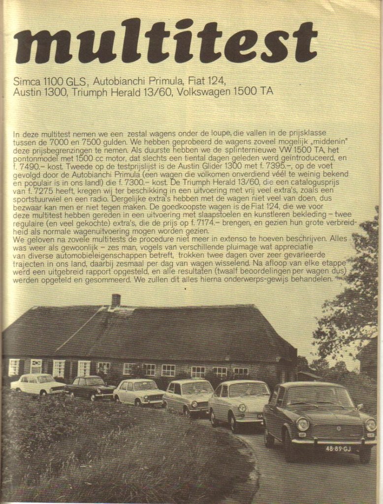Autovisie test Simca,VW,Autobianchi,Fiat,Triumph,Austin 1968, Ophalen of Verzenden, Gelezen, Overige merken