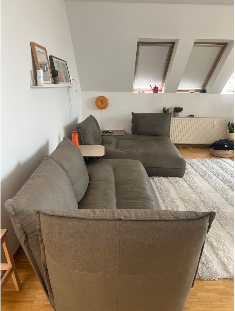 Roche Bobois Octet bank en hoekelement loungen, Ophalen, 125 tot 150 cm, Hoekbank, Leer