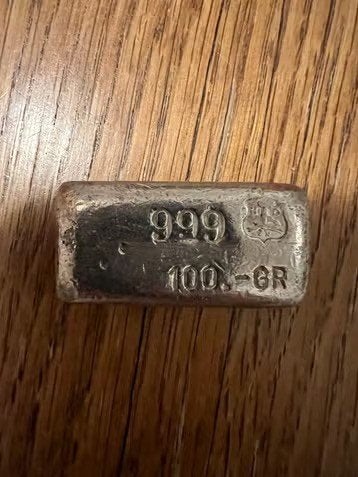 GEZOCHT: Drijfhout 100 gram gegoten baar zonder D-Naam., Postzegels en Munten, Ophalen of Verzenden, Zilver