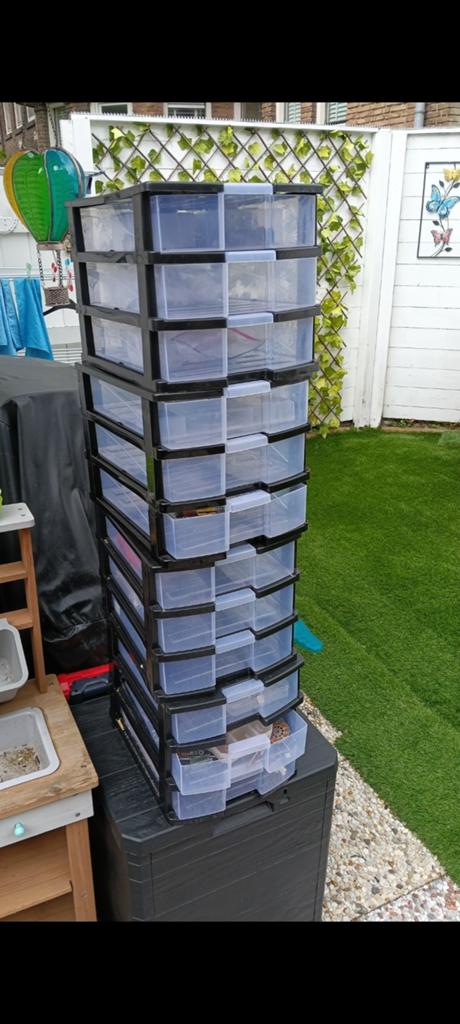 Vier ladekastjes om kleine spulletjes in te organiseren, Ophalen of Verzenden, Doos, Minder dan 35 cm