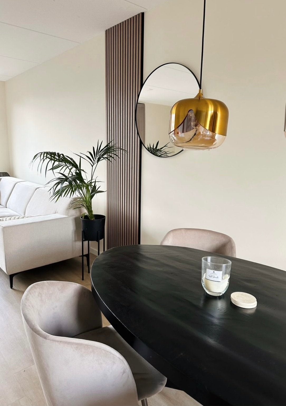 Ovale eettafel met spinpoot - Zwart mangohout, Ophalen, 100 tot 150 cm, Eikenhout, Zo goed als nieuw
