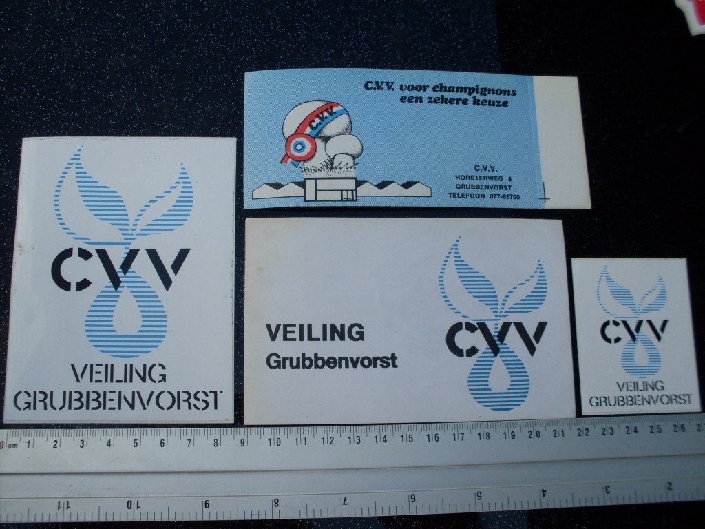 4x sticker c.v.v. veiling grubbenvorst logo, Verzamelen, Verzenden, Zo goed als nieuw, Bedrijf of Vereniging