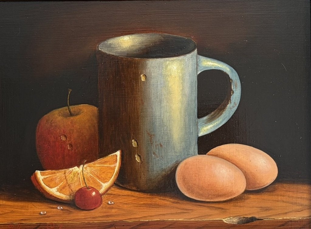Johannes Eerdmans, stilleven met beker, fruit en eieren, Ophalen
