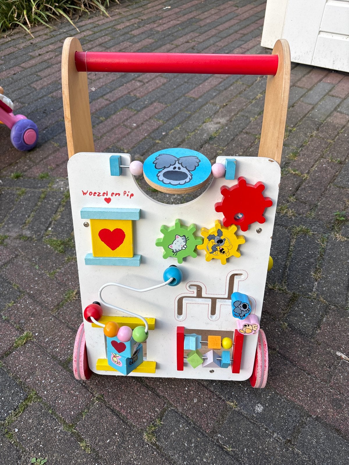 Woezel en Pip Houten Loopwagen met Activiteiten, Ophalen of Verzenden, Gebruikt, Overige typen, Met wieltjes