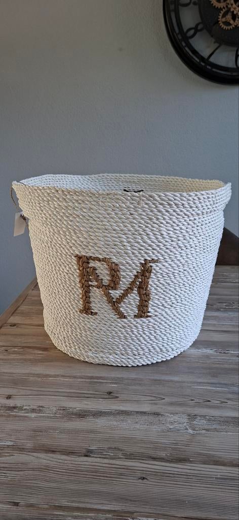Riviera maison rieten mand, Ophalen of Verzenden, Zo goed als nieuw, Rond, Riet