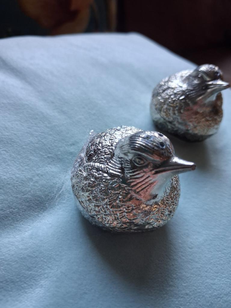 Zilverkleurige vogel peper- en zoutstel, Ophalen of Verzenden