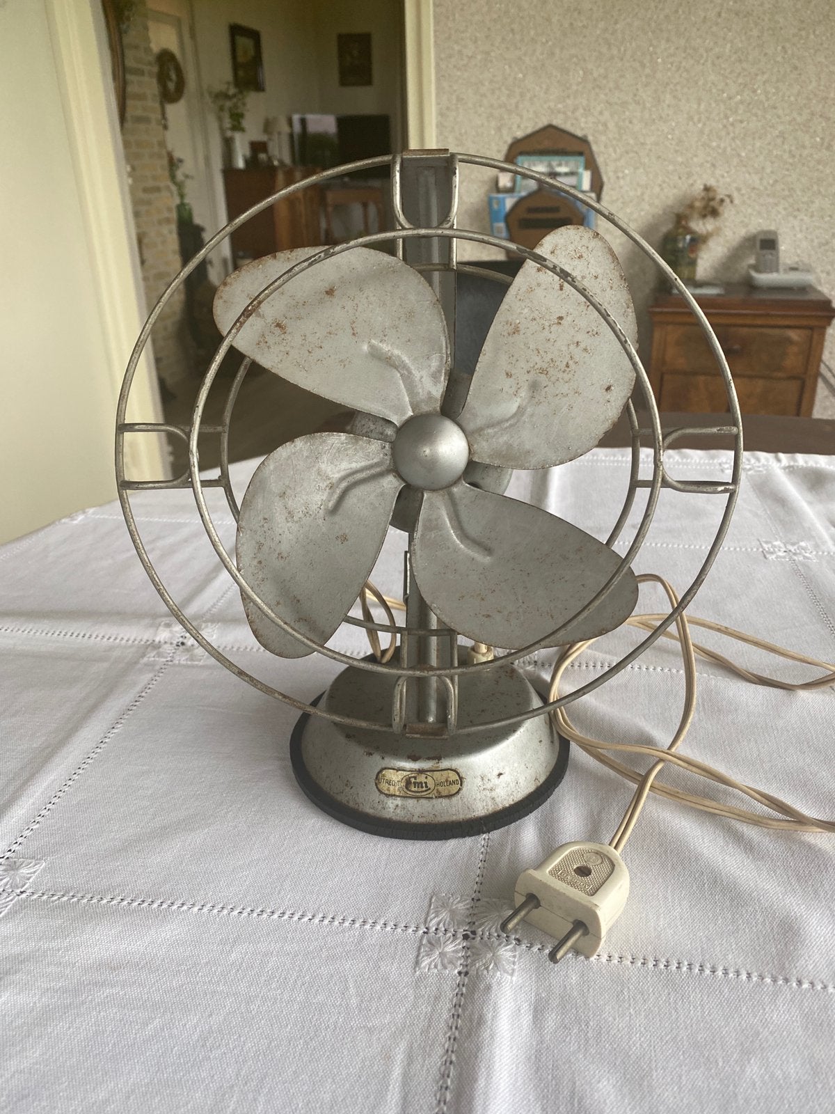 Super Oude Antieke VENTILATOR  Emi Holland, Witgoed en Apparatuur, Ventilatoren, Ophalen, Gebruikt, Overige