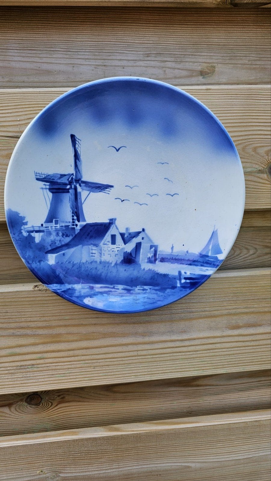 Delfts Blauw Wandbord met Molen en Hollands Landschap, Antiek en Kunst, Antiek | Wandborden en Tegels, Ophalen