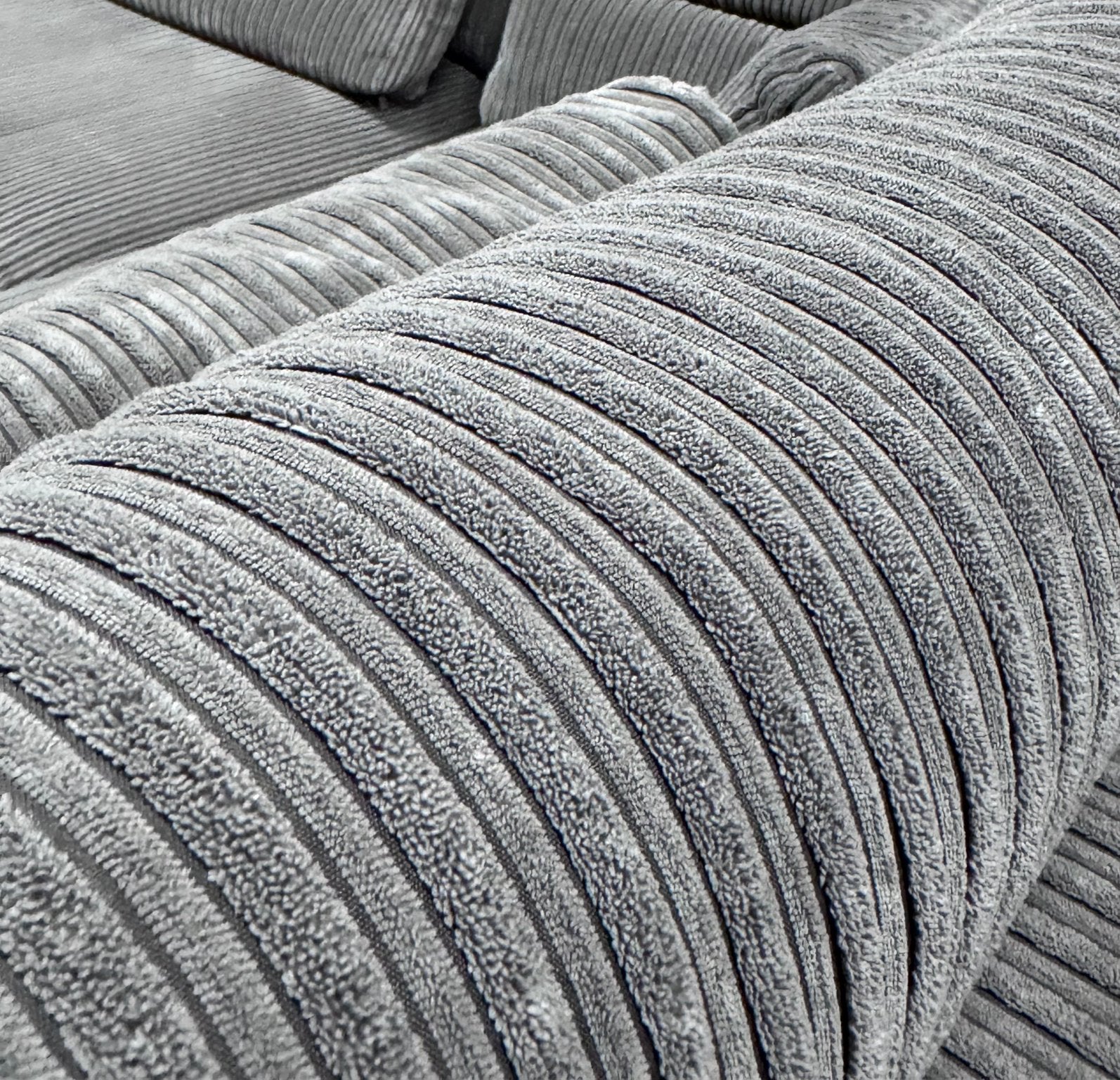 ZGAN Ribstof Hoekbank Loungebank - Grijs - 290 x 225, 250 tot 300 cm, -, Ribbel ribstof hoekbank grijs loungebank tijdloos, -