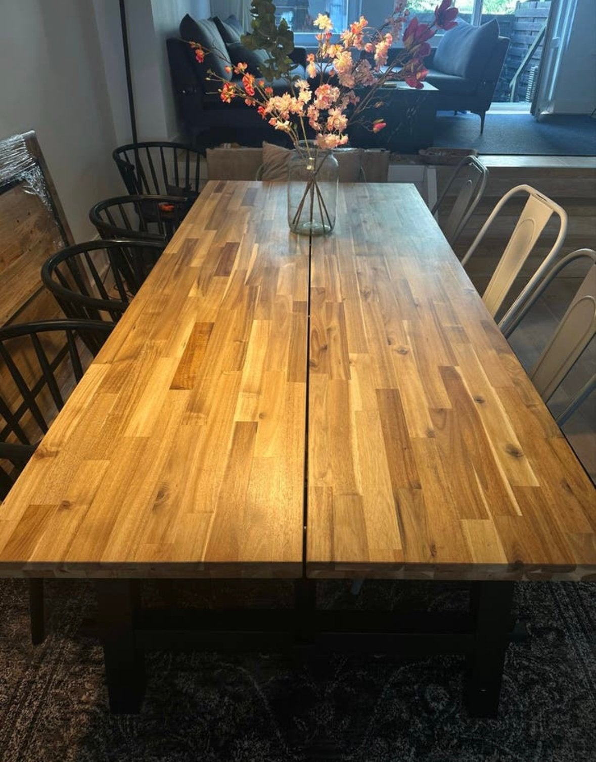 Gloednieuwe Eettafel Acaciahout - vanavond ophalen!, Huis en Inrichting, Ophalen, 200 cm of meer, 50 tot 100 cm, Zo goed als nieuw