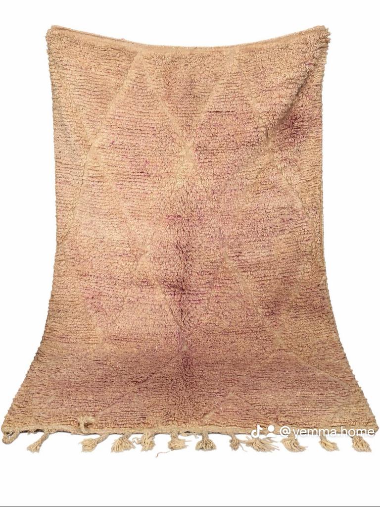 Handgemaakt Marokkaans wollen tapijt, Gebruikt, 100 tot 150 cm, Verzenden, Crème