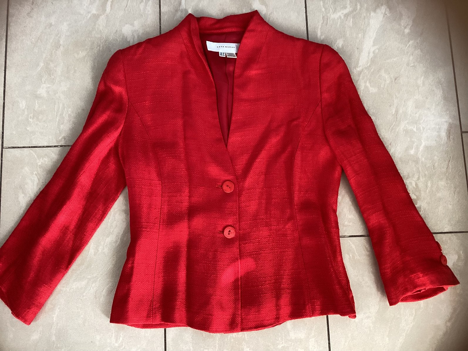 Zara Linnen rood jasje 40, Zo goed als nieuw, Jasje, Rood, Ophalen