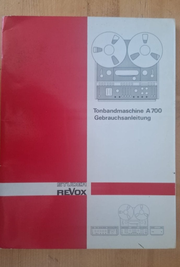 Revox Studer manual origineel A700 bandrecorder instructies, Ophalen of Verzenden, Bandrecorder
