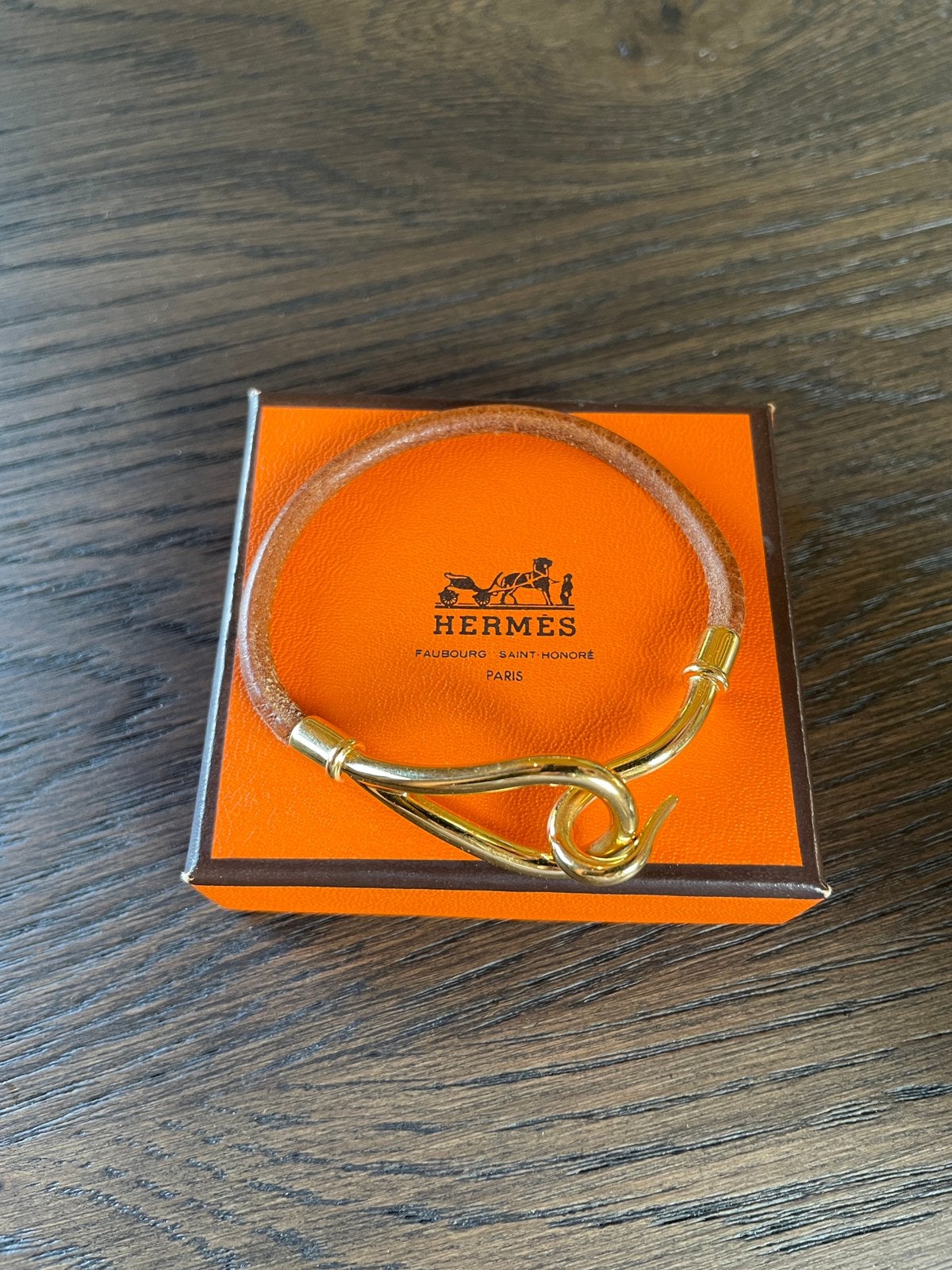 Hermès jumbo armband verguld bruin leer, Sieraden, Tassen en Uiterlijk, Armbanden, Ophalen of Verzenden, Zo goed als nieuw, Bruin