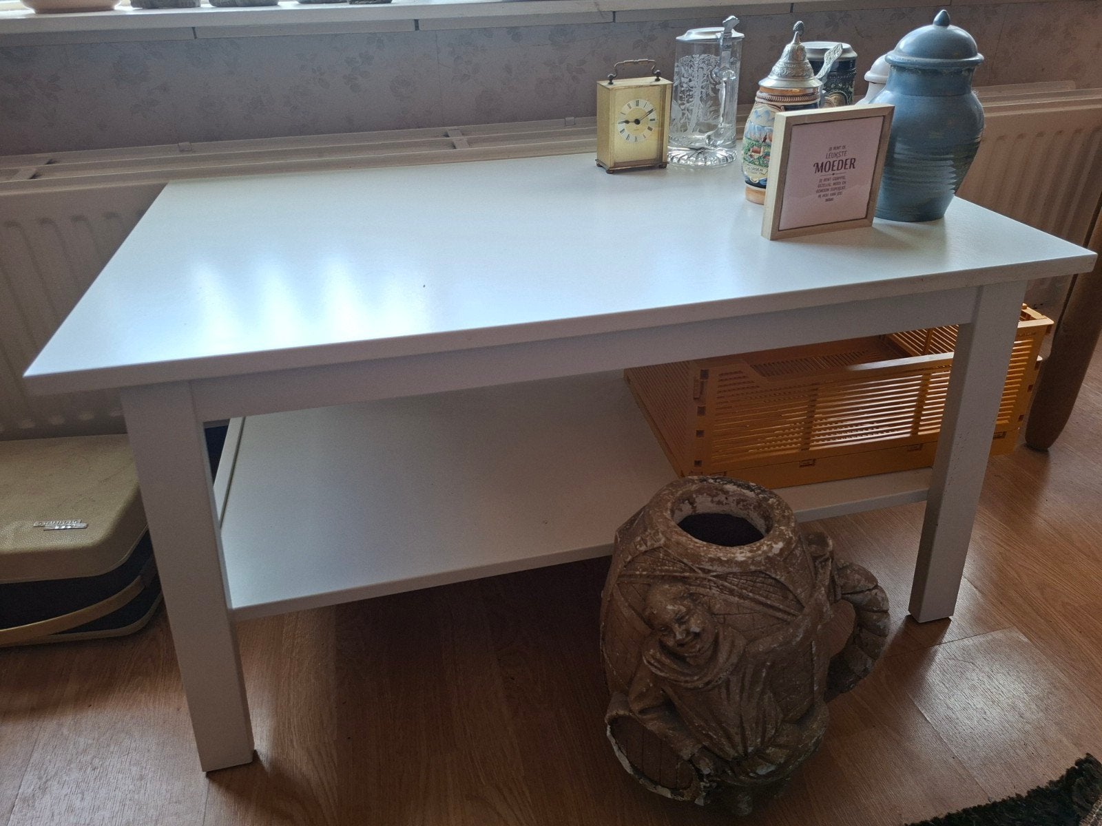 Witte koffietafel met opbergruimte, Ophalen