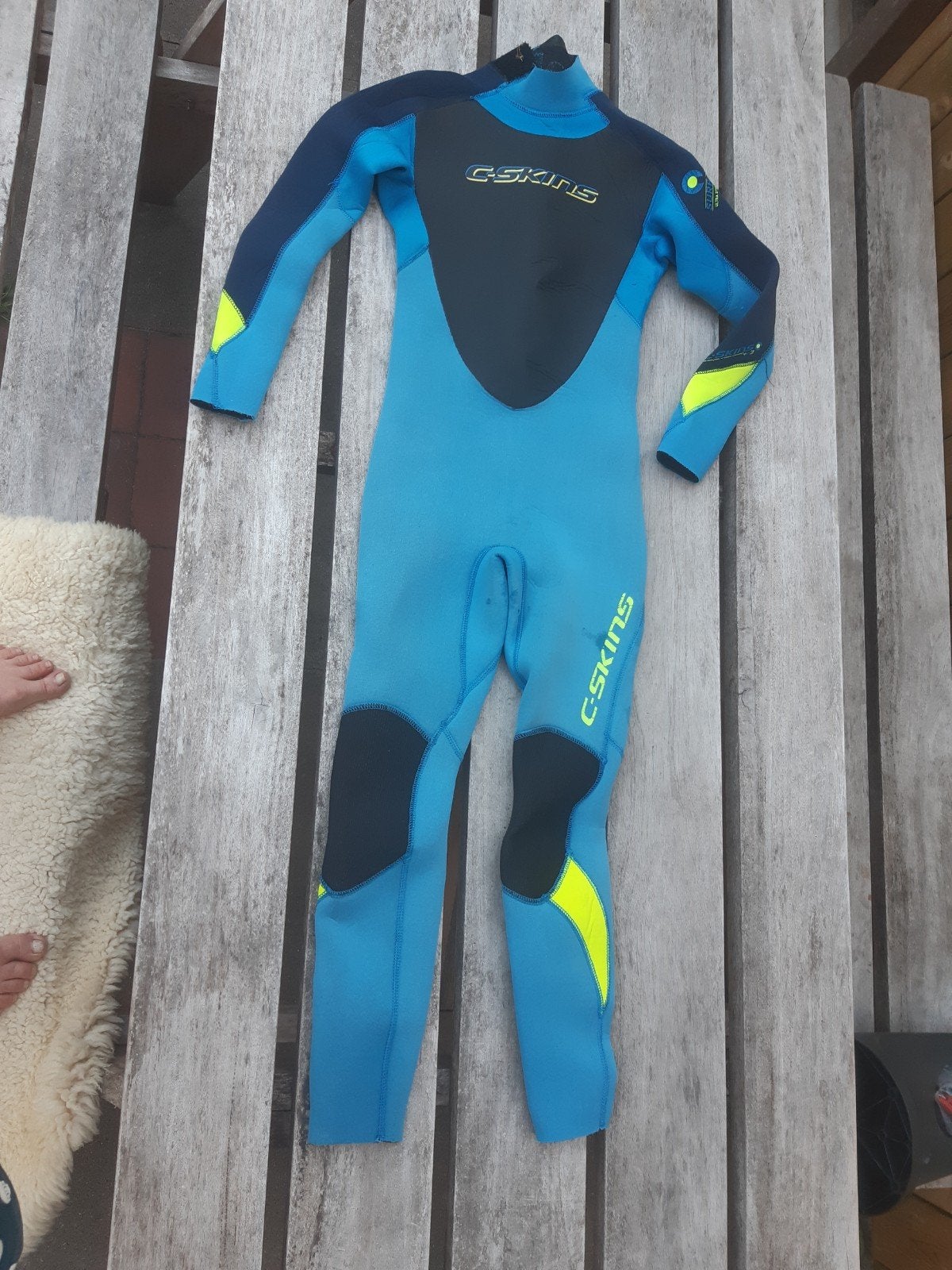 Lichtblauwe wetsuit C-skin  4/3, kind 8-10 jaar, Watersport en Boten, Watersportkleding, Ophalen of Verzenden, Gebruikt, Kind