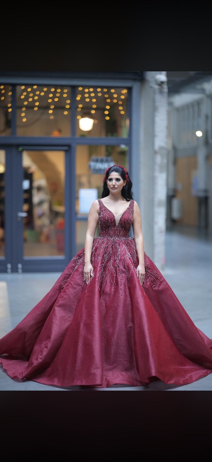Bordeaux - wijnrood hennajurk Sima Couture, Ophalen of Verzenden, Zo goed als nieuw, Rood, Trouwjurk