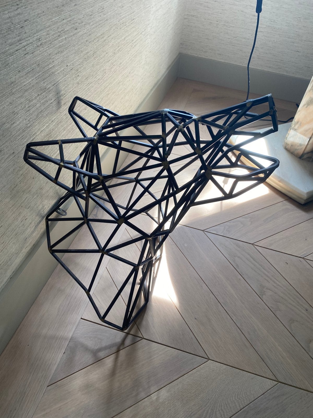 Metalen dierenkop/beer/wolf wanddecoratie, Ophalen, Zo goed als nieuw, Rond, Overige materialen
