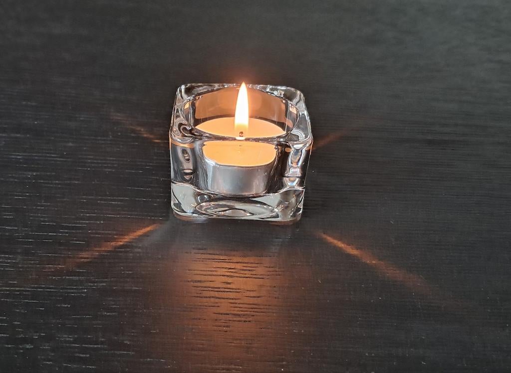 Glazen, transparante waxinelicht houders, zgan, sfeerlicht, Ophalen of Verzenden, Zo goed als nieuw, Overige materialen, Minder dan 25 cm