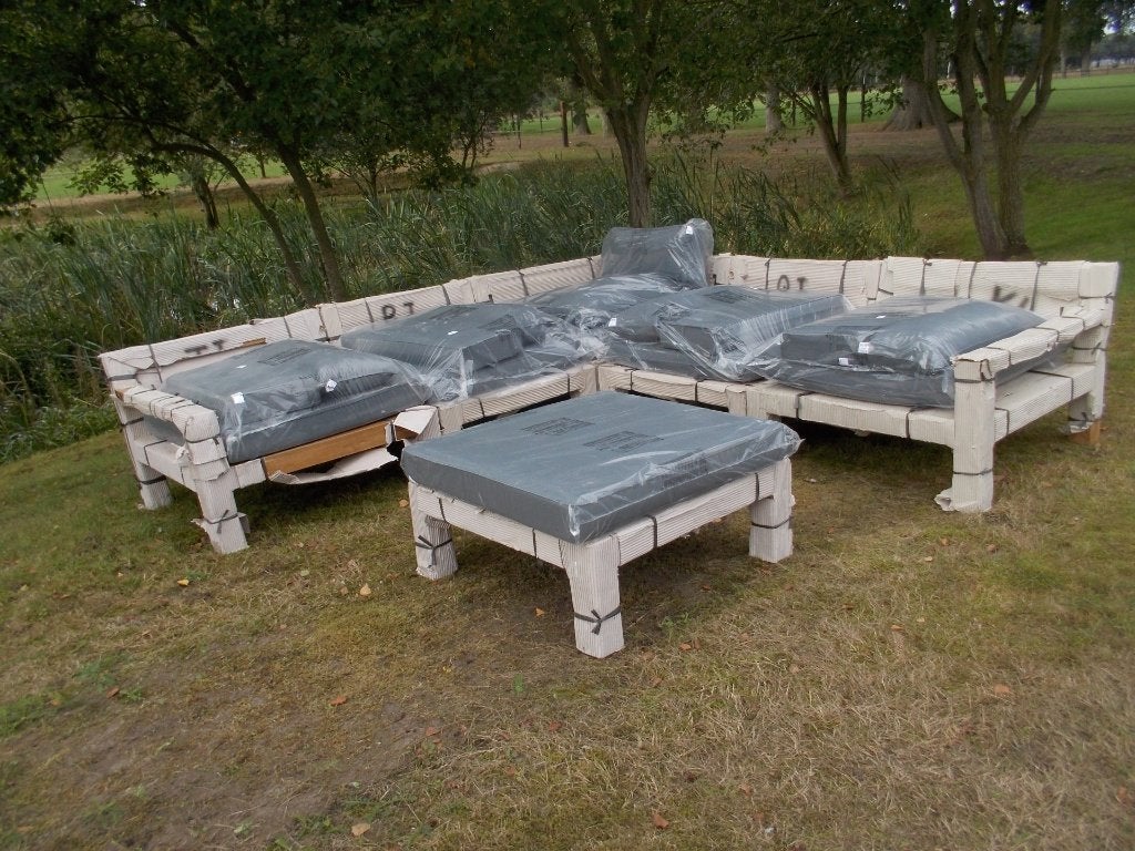 Nieuwe massief teak houten hoekloungeset 250x250, Bank, Teakhout, Ophalen of Verzenden, Loungeset