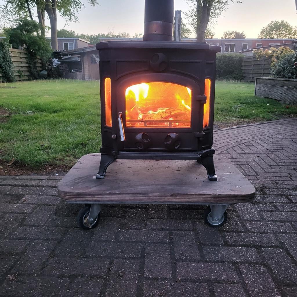 Prachtige houtkachel izgs 6/8kw + dikwandige kachelpijpen!, Ophalen, Gebruikt, Houtkachel, Vrijstaand