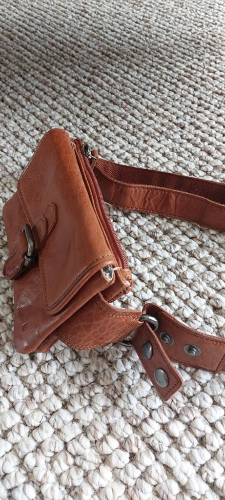 Leren heuptasje cognac, Ophalen of Verzenden, Gebruikt, Bruin, Schoudertasje
