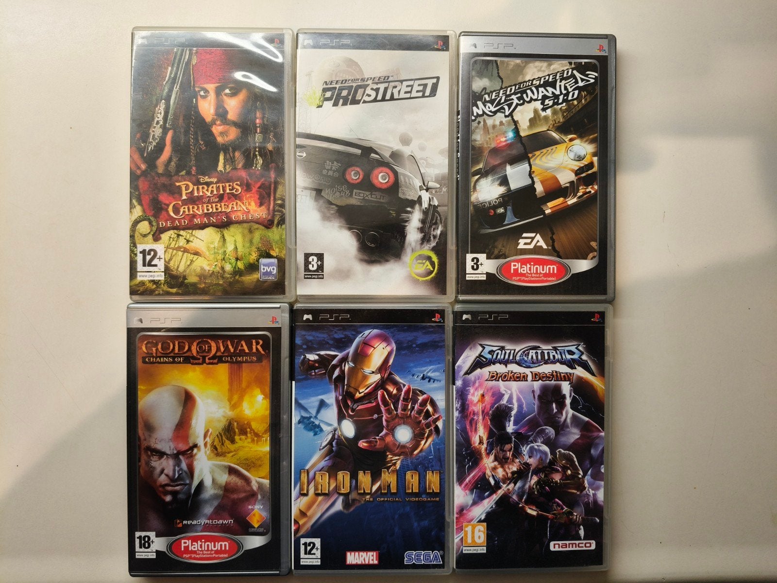 PSP Games: Soulcalibur, God of War, Iron Man, Need for Speed, 1 speler, Ophalen of Verzenden, Gebruikt, Vanaf 18 jaar