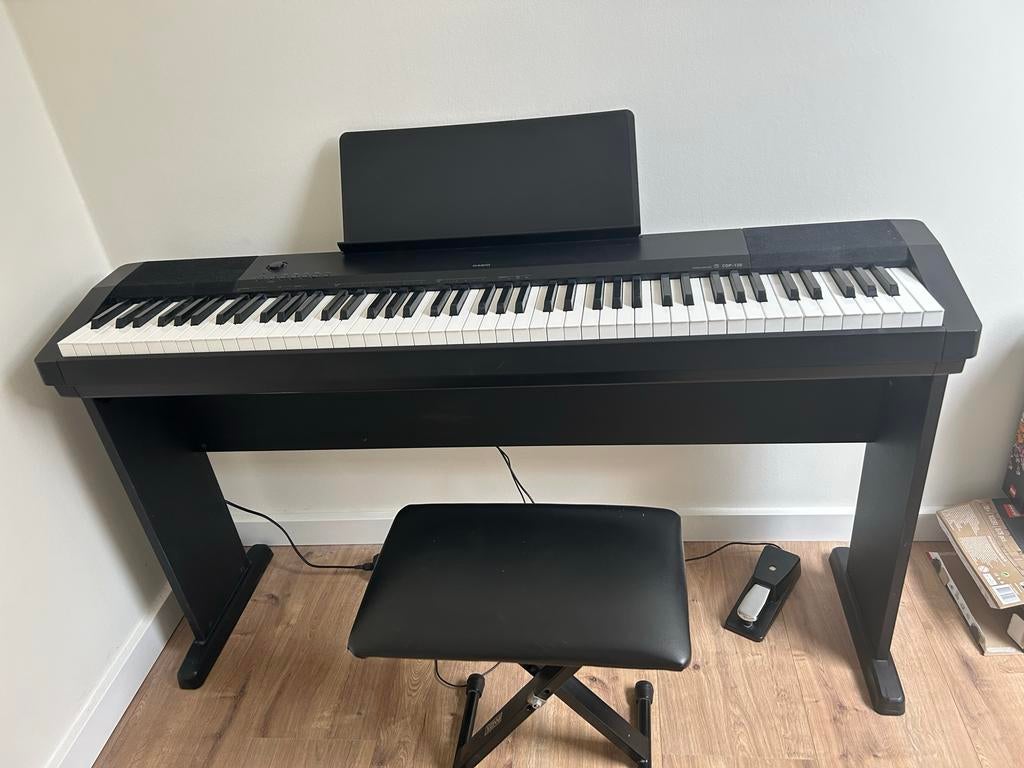 Casio CDP-120 Digitale Piano met Standaard en Kruk, Ophalen, Zwart, Digitaal, Zo goed als nieuw
