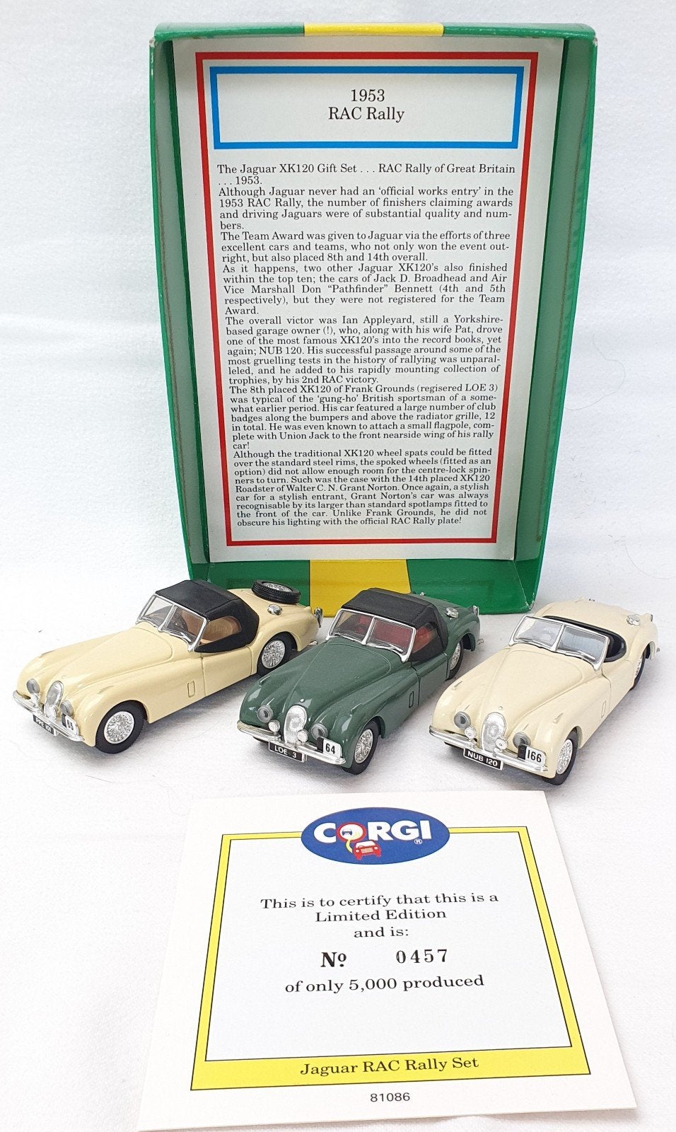 Corgi Toys 1:43 Jaguar XK 120 RAC Rallye Race Car Set  MIB!, Ophalen of Verzenden, Nieuw, Auto, Corgi