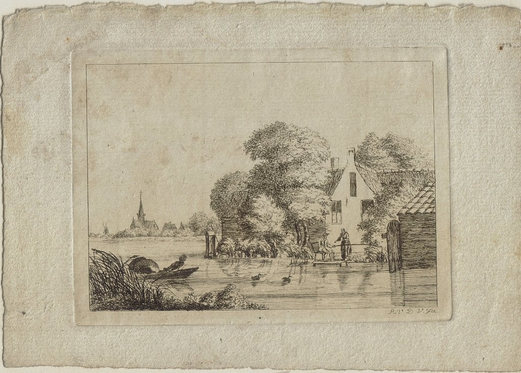 Naar A. van de Velde ets "Vissers Dorpsimpressie met Bootje', Ophalen, Dagelijks leven, 1800 - 1899, Ets