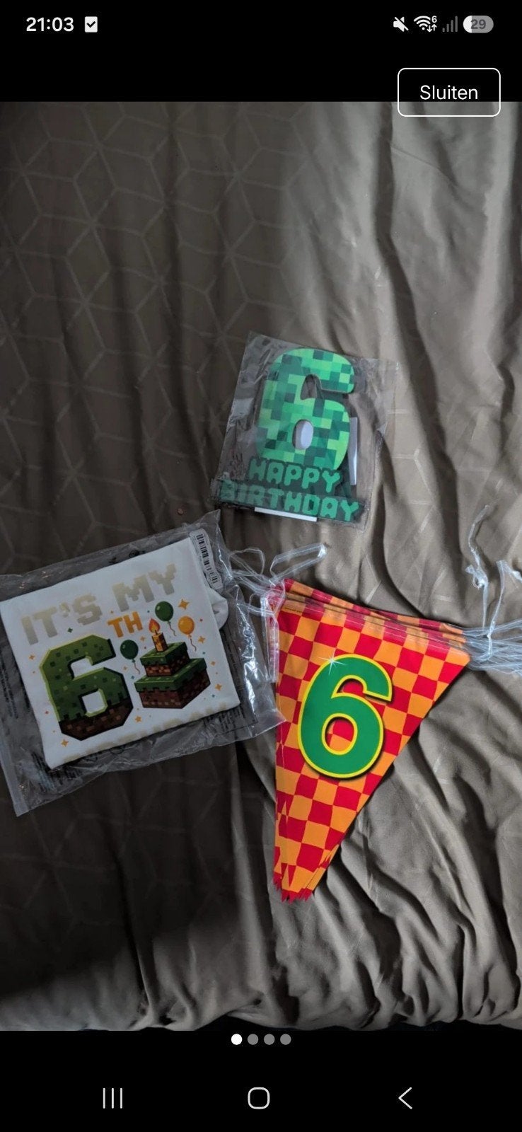 Minecraft Verjaardag Versiering - 6 jaar, Ophalen of Verzenden, Nieuw, Versiering, Verjaardag